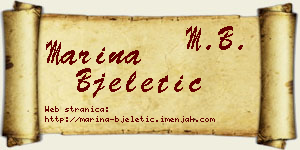 Marina Bjeletić vizit kartica